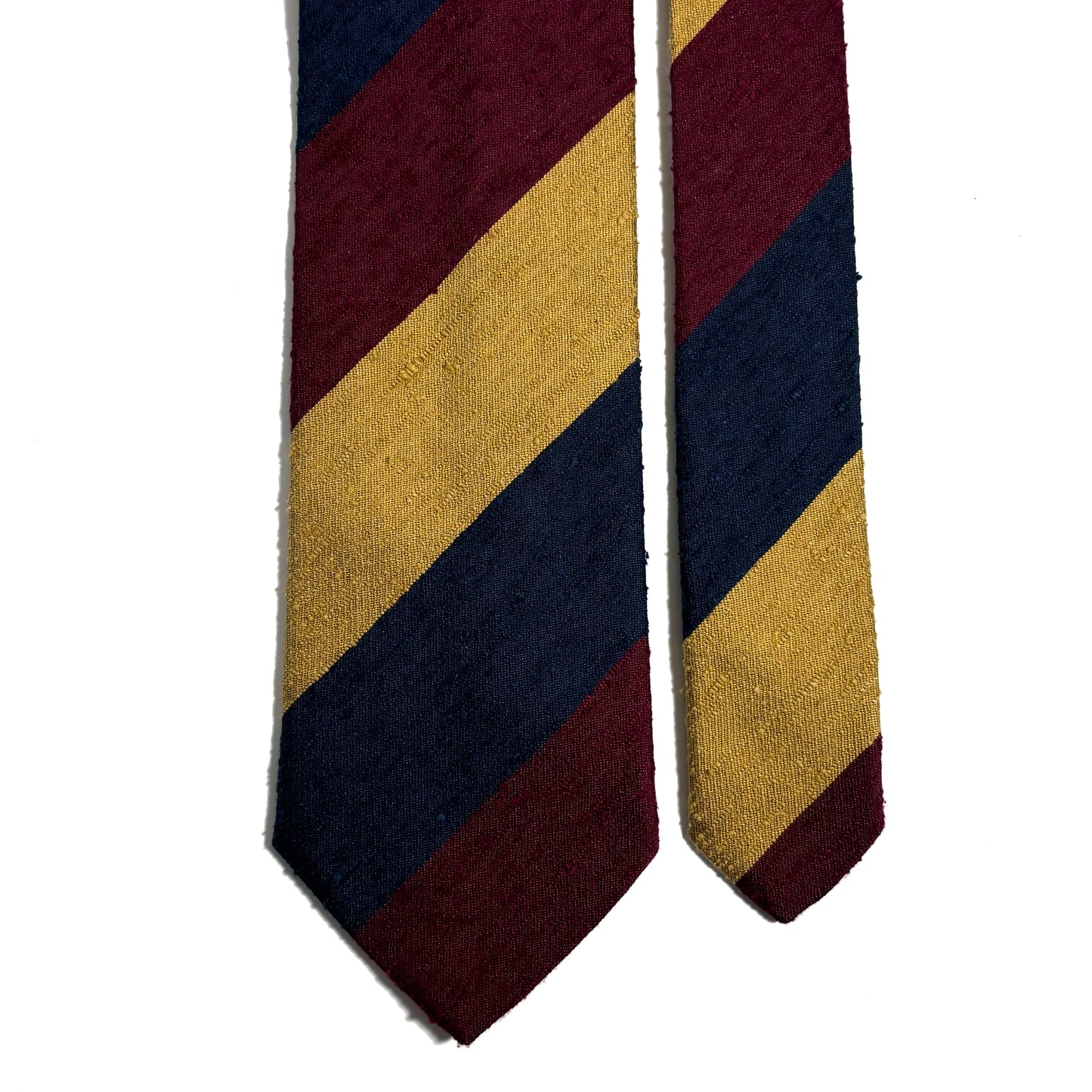 Navy Blue / Burgundy / Gold Striped Silk Shantung Tie