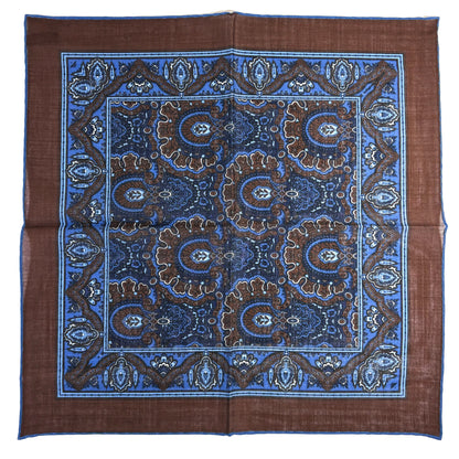 Dominus - Brown & Blue - Wool/Silk Pocket Square