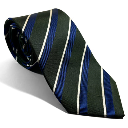 Green & Blue Striped Silk Jacquard Tie