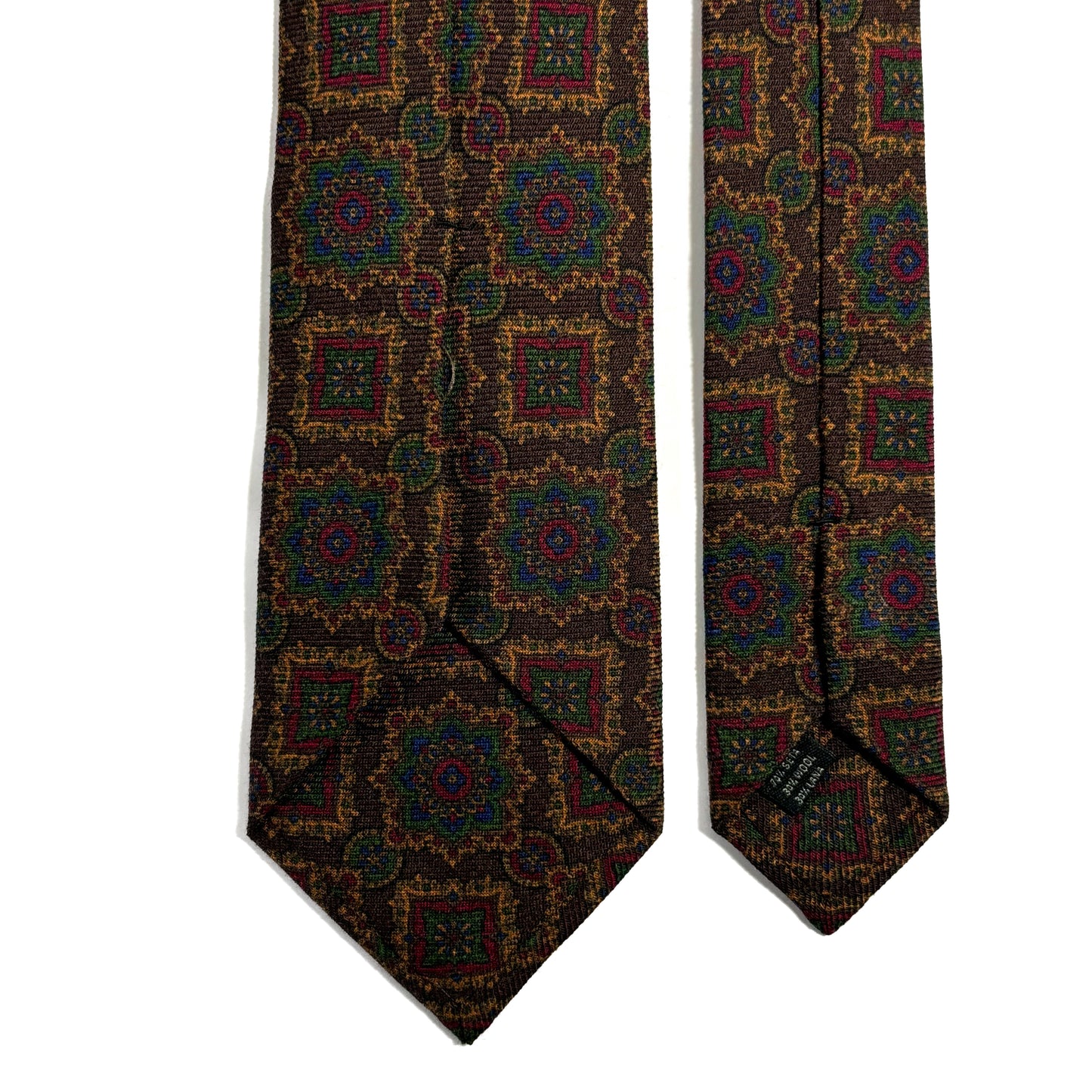 Dark Brown Large Geometric Wool/Silk Tie