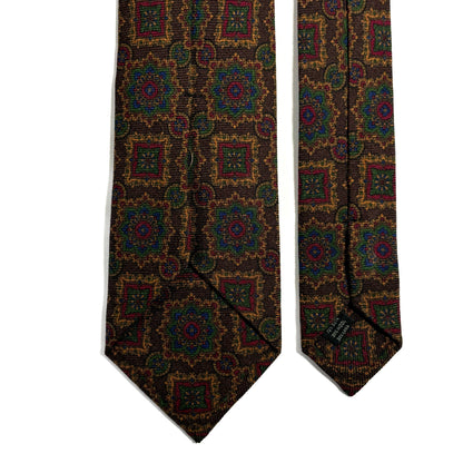 Dark Brown Large Geometric Wool/Silk Tie