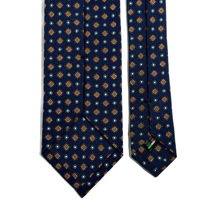 Navy Blue Geometric Ancient Madder Silk Tie