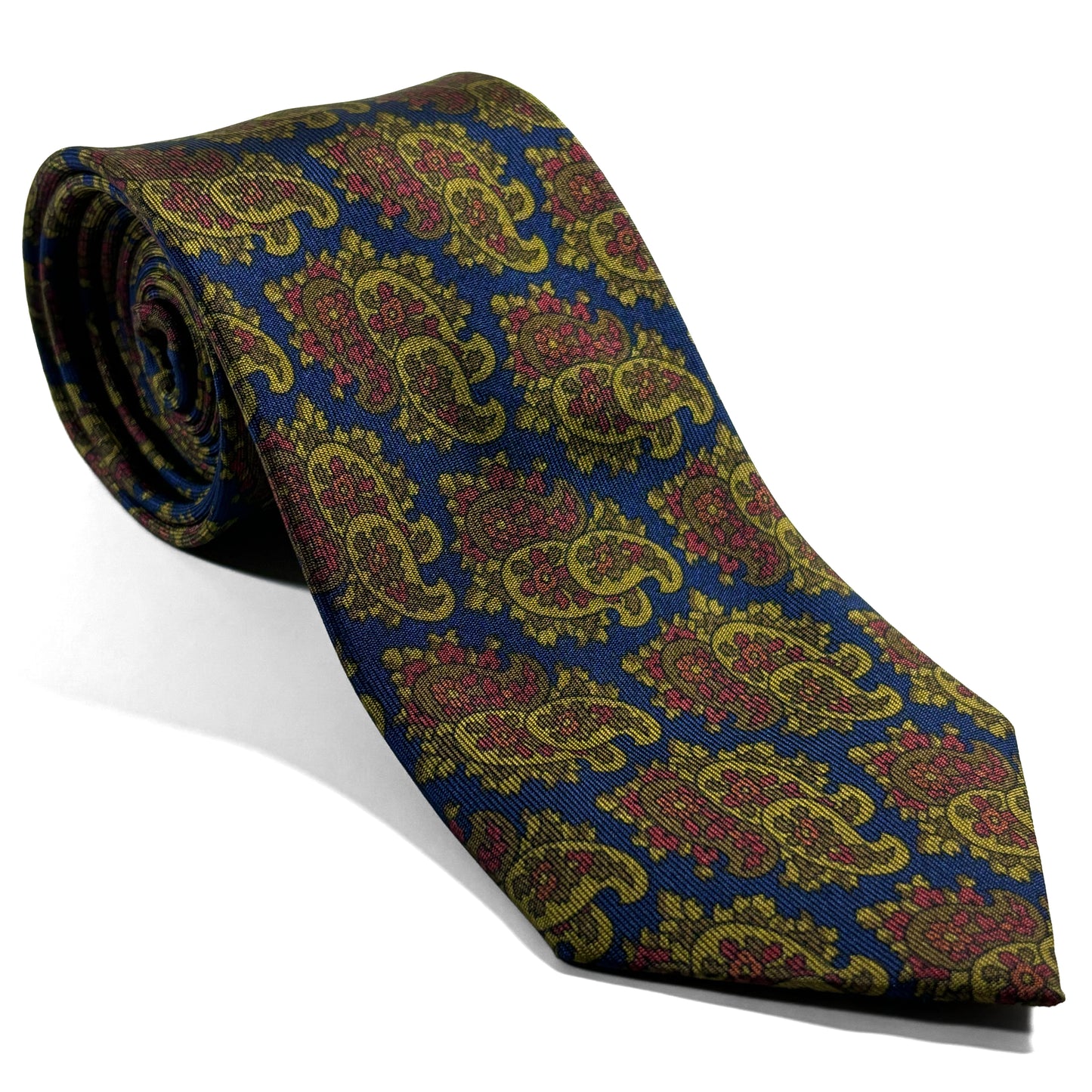 Navy Blue & Olive Paisley Ancient Madder Silk Tie