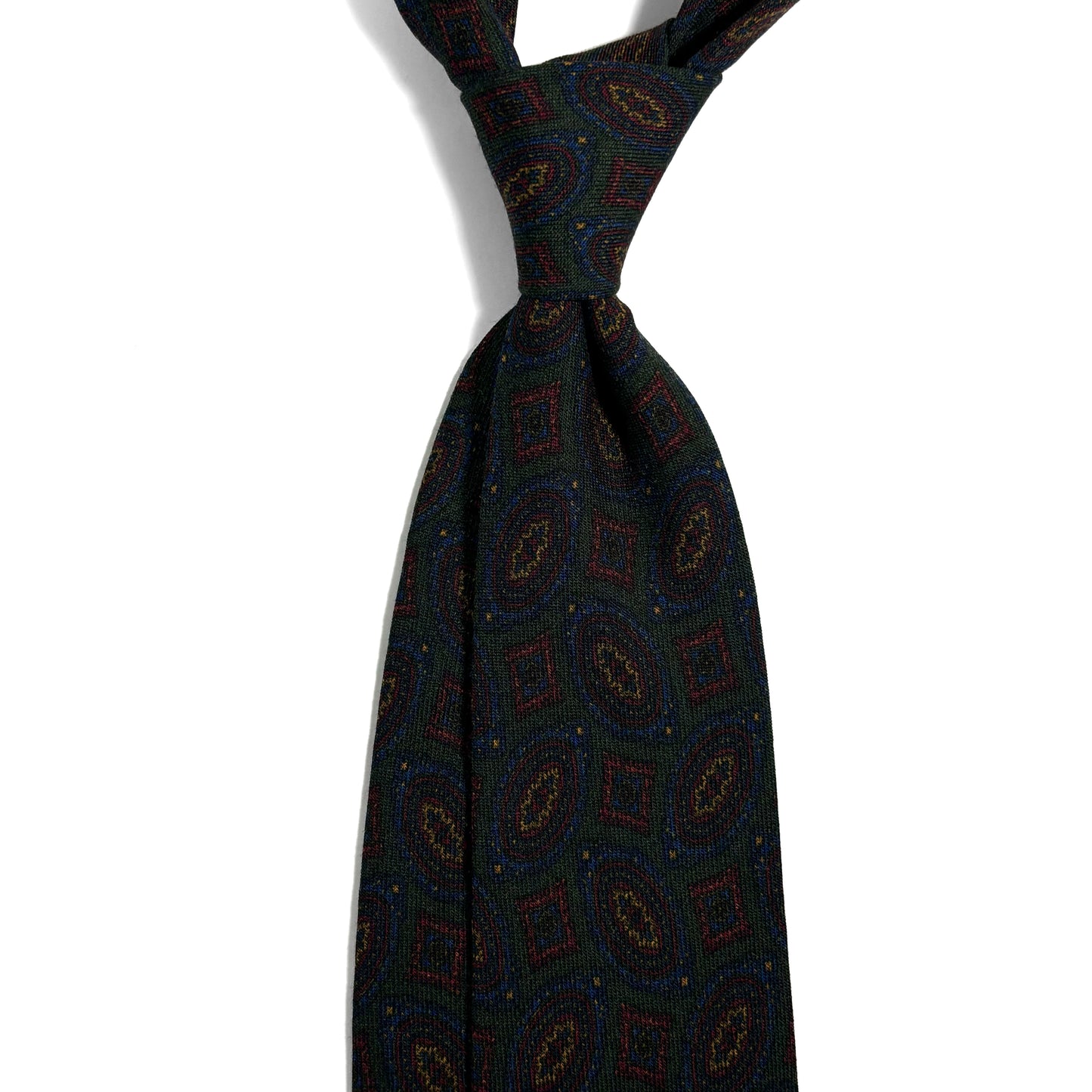 Forest Green Geometric Wool/Silk Tie