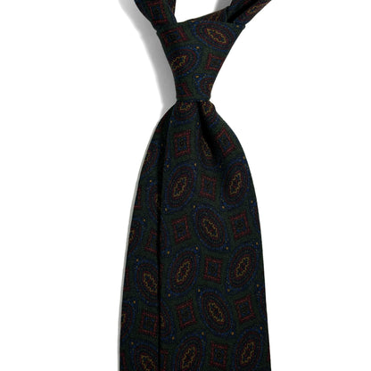Forest Green Geometric Wool/Silk Tie