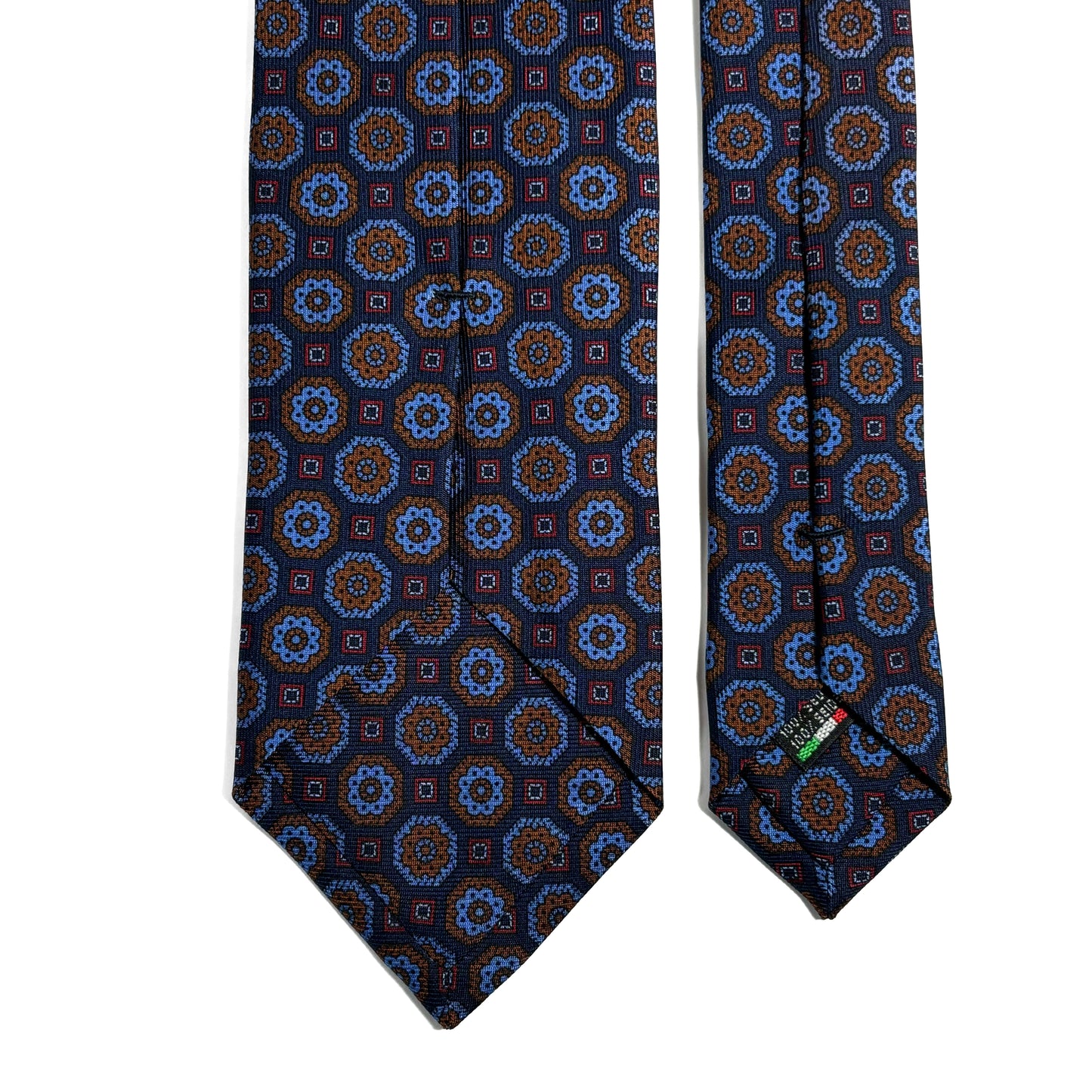 Navy Blue Geometric Ancient Madder Silk Tie
