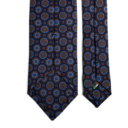 Navy Blue Geometric Ancient Madder Silk Tie