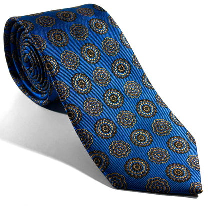 Light Blue & Gold Geometric Silk Jacquard Tie
