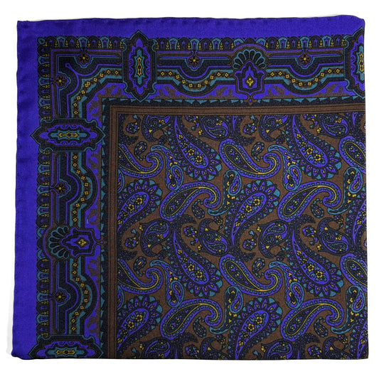 Brown & Purple Paisley Ancient Madder Silk Pocket Square