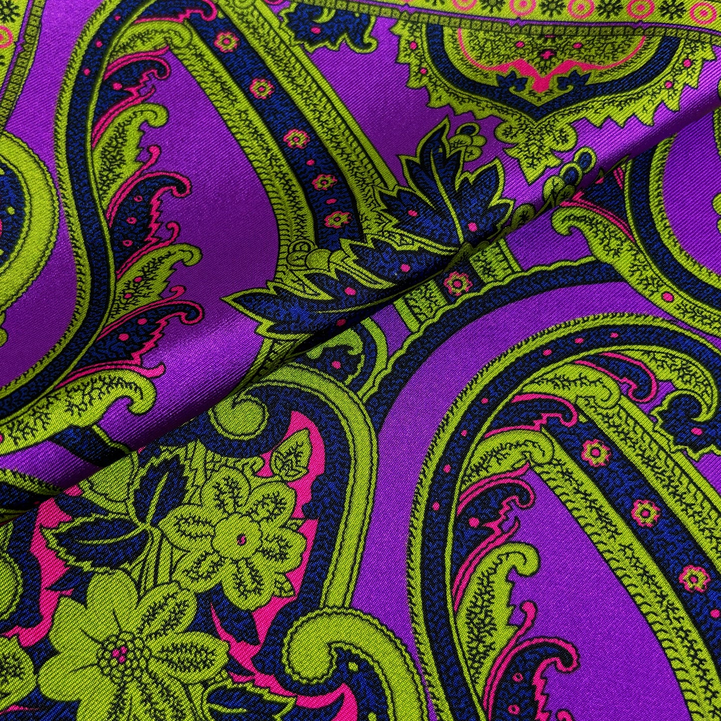 Purple & Green Floral Silk Pocket Square