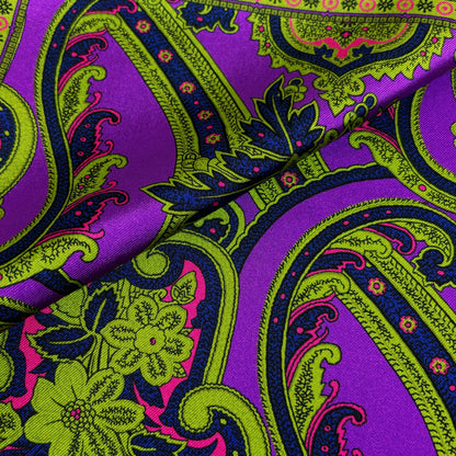 Purple & Green Floral Silk Pocket Square