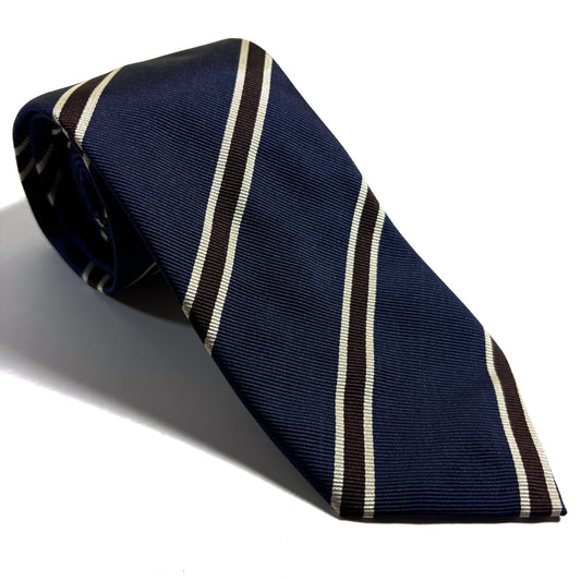 Navy Blue & Brown Silk Repp Tie