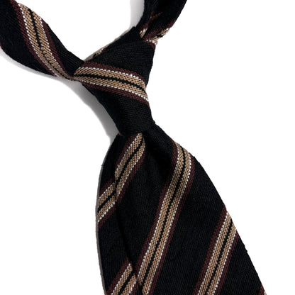 Black Stripe Untipped Silk Shantung Tie