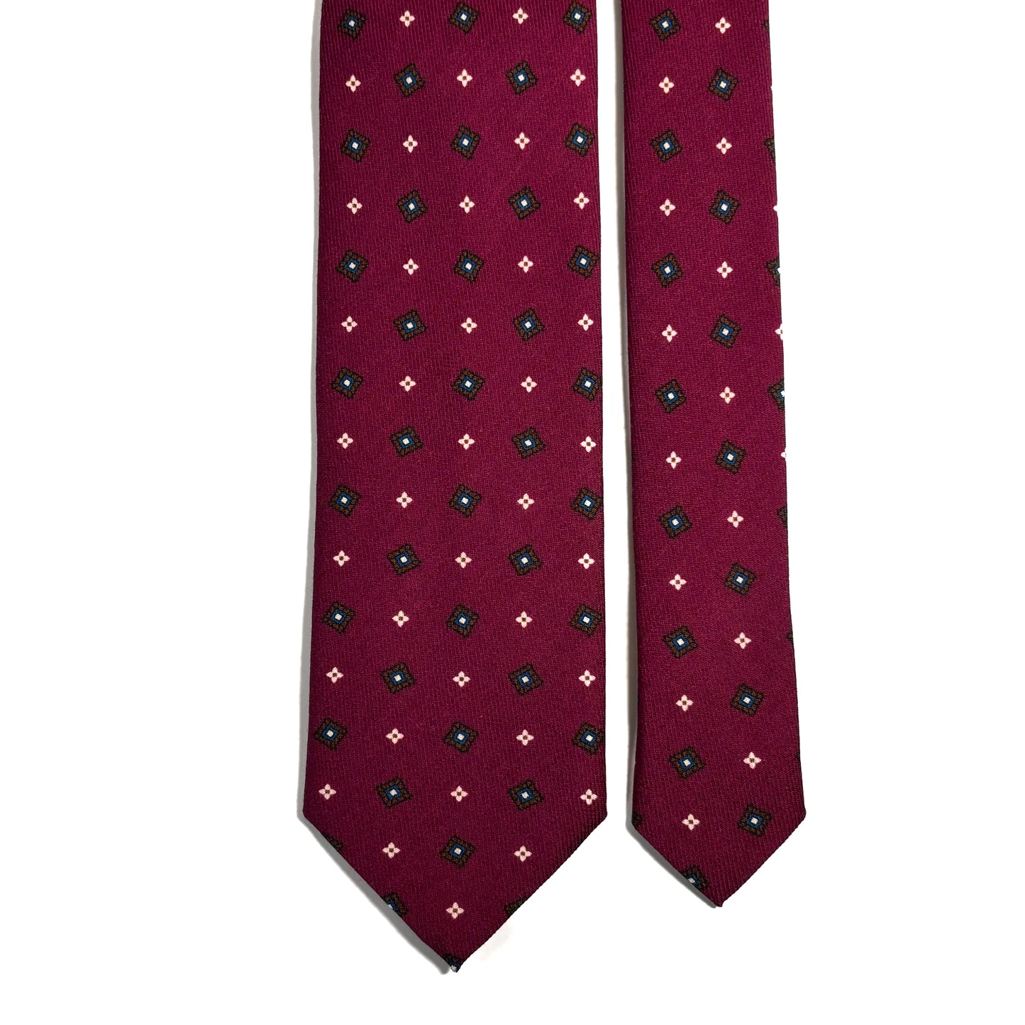 Wine Red Small Geometric Wool Challis Tie