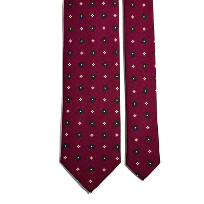 Wine Red Small Geometric Wool Challis Tie