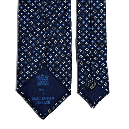 Navy Blue Small Floral Silk Tie