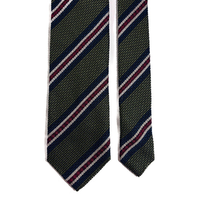 Olive Green Striped Silk Grenadine Tie (Garza Fina)