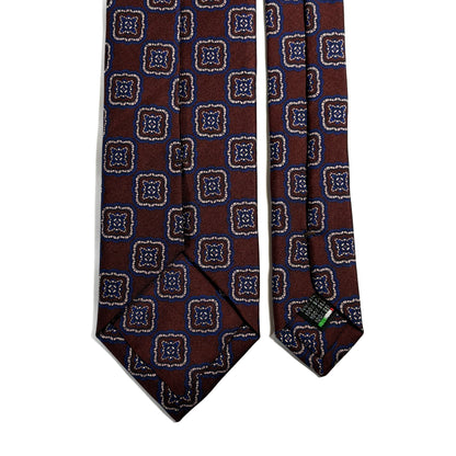 Brown Medallion Printed 36oz Silk Twill Tie