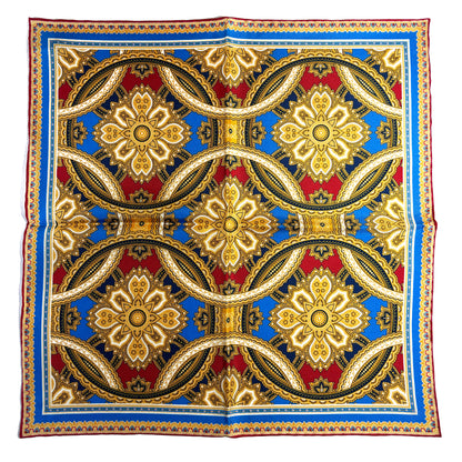 Red & Gold Large Medallion Silk Pocket Square
