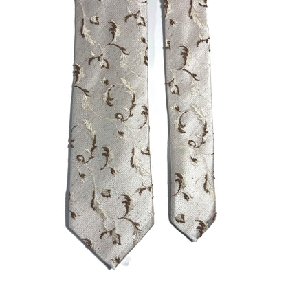 Champagne & Gold Floral Silk Jacquard Tie