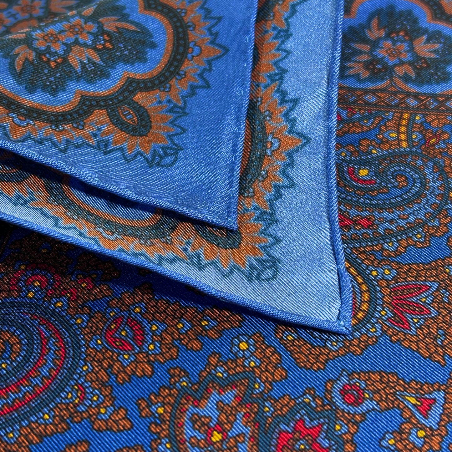 Blue Paisley Ancient Madder Silk Pocket Square