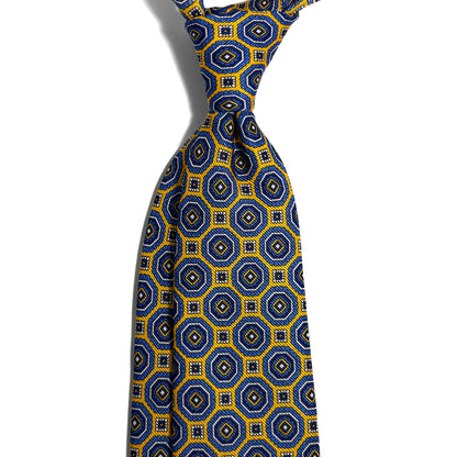 Yellow & Blue Floral Medallion Silk Tie (Handmade in Italy)
