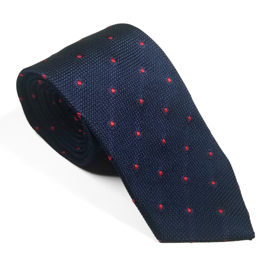 Navy Blue Polka Dot Silk Grenadine Tie (Garza Fina)