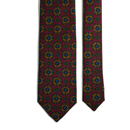 Burgundy Large Floral Ancient Madder Silk Tie