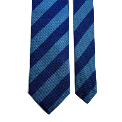 Navy Blue & Blue Striped Silk Repp Tie