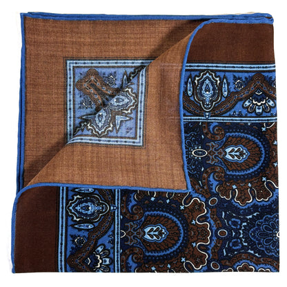 Dominus - Brown & Blue - Wool/Silk Pocket Square