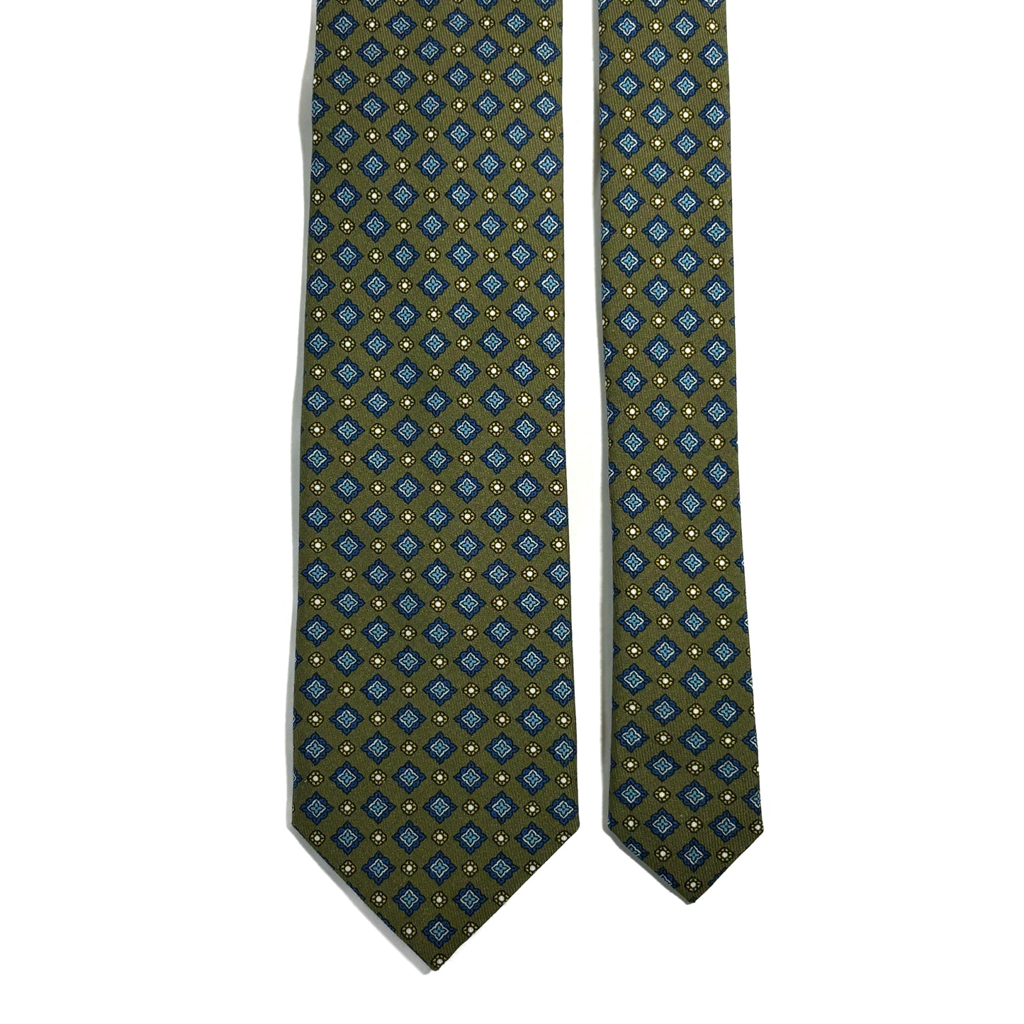 Olive Green Geometric Ancient Madder Silk Tie