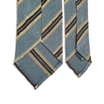 Luxury Light Blue Stripe Untipped Silk Shantung Tie