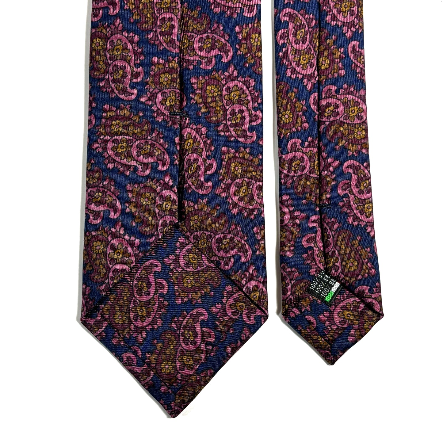 Navy Blue & Pink Paisley Ancient Madder Silk Tie