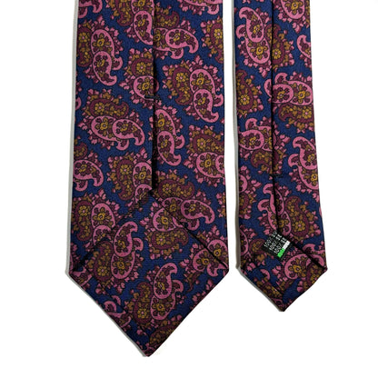 Navy Blue & Pink Paisley Ancient Madder Silk Tie