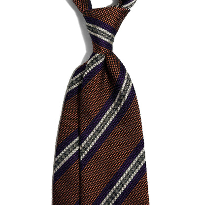 Orange Striped Italian Silk Grenadine Tie