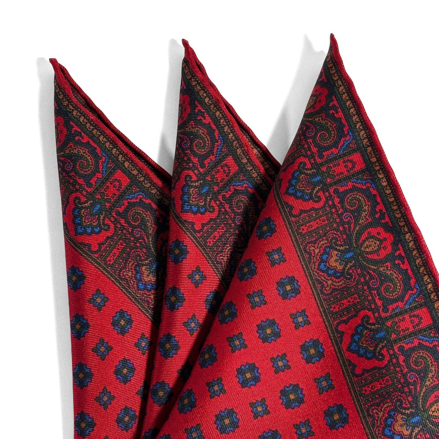 Red Floral Ancient Madder Silk Pocket Square