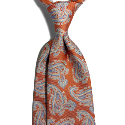 Orange Paisley Silk Jacquard Tie