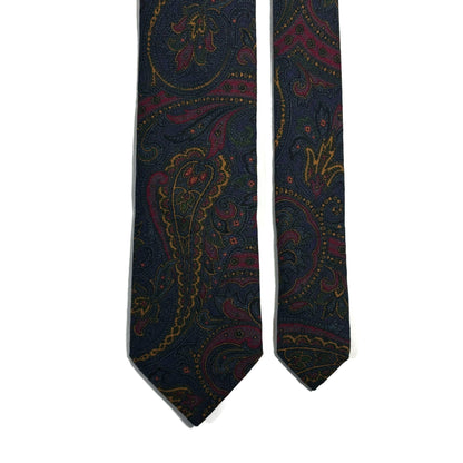 Navy Blue Paisley Wool/Silk Tie