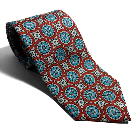 Scarlett Red & Blue Geometric Silk Tie