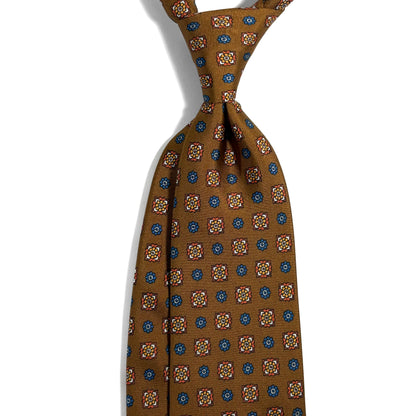 Golden Brown Geometric Printed 24oz Silk Twill Tie