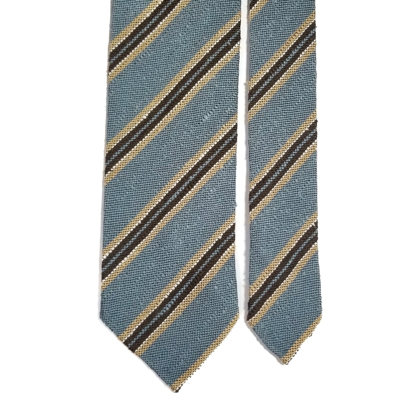 Luxury Light Blue Stripe Untipped Silk Shantung Tie