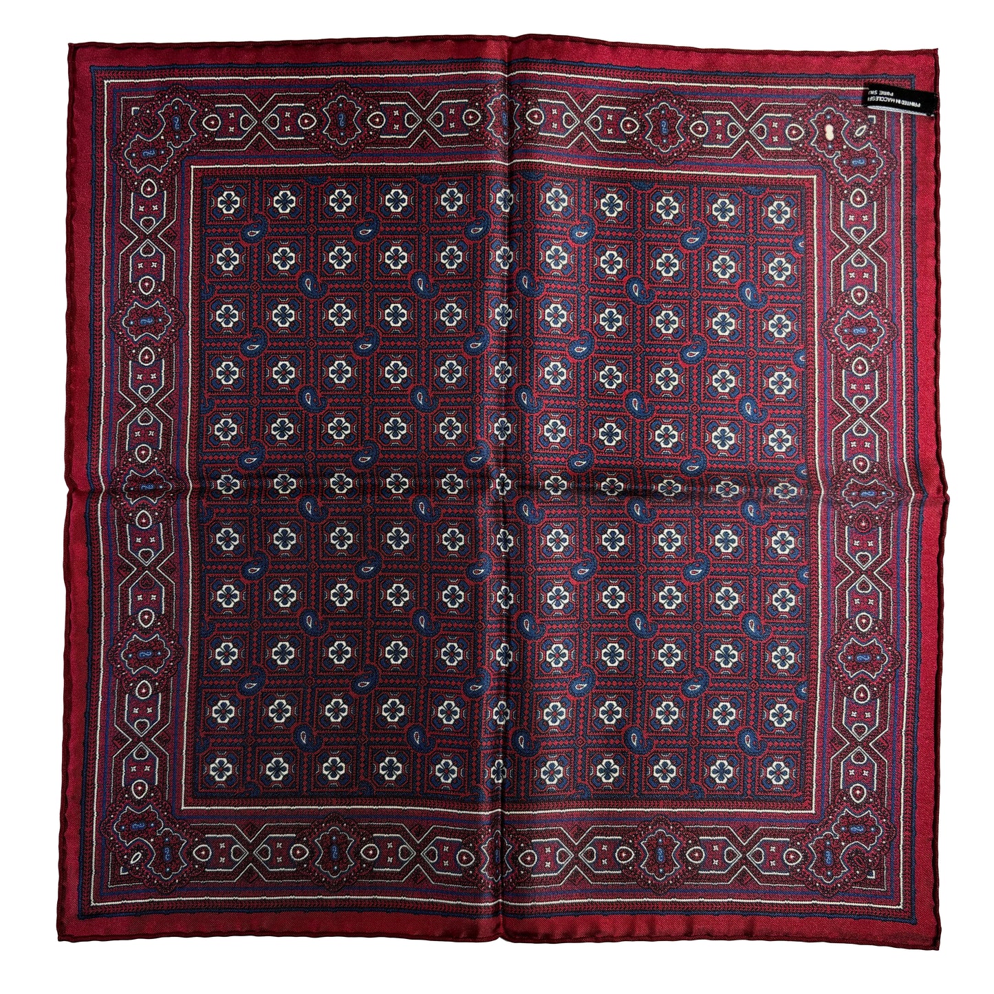 Burgundy Geometric Silk Pocket Square