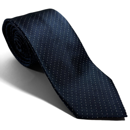 Navy Blue Polka Dot Silk Jacquard Tie