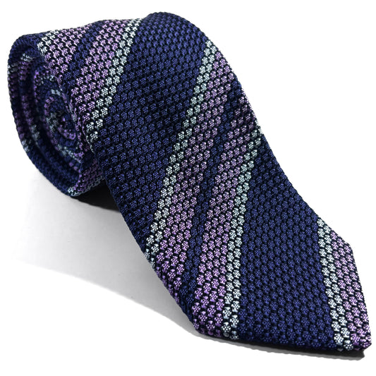 Purple & Lilac Striped Silk Grenadine Tie (Garza Grossa)
