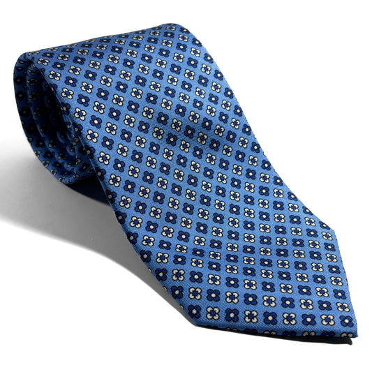 Light Blue Small Floral Silk Tie