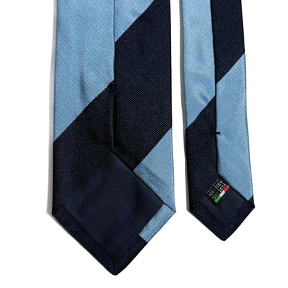 Navy & Light Blue Block Striped Silk Repp Tie