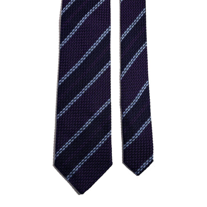 Purple & Navy Blue Striped Silk Grenadine Tie (Garza Grossa)