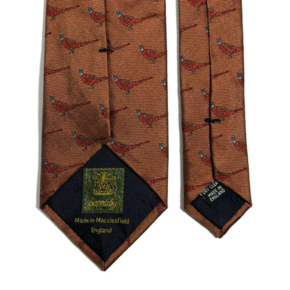 Brown Pheasant Motif Silk Jacquard Tie