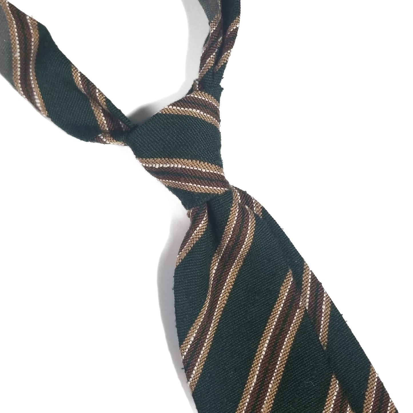Luxury Forest Green Stripe Untipped Silk Shantung Tie