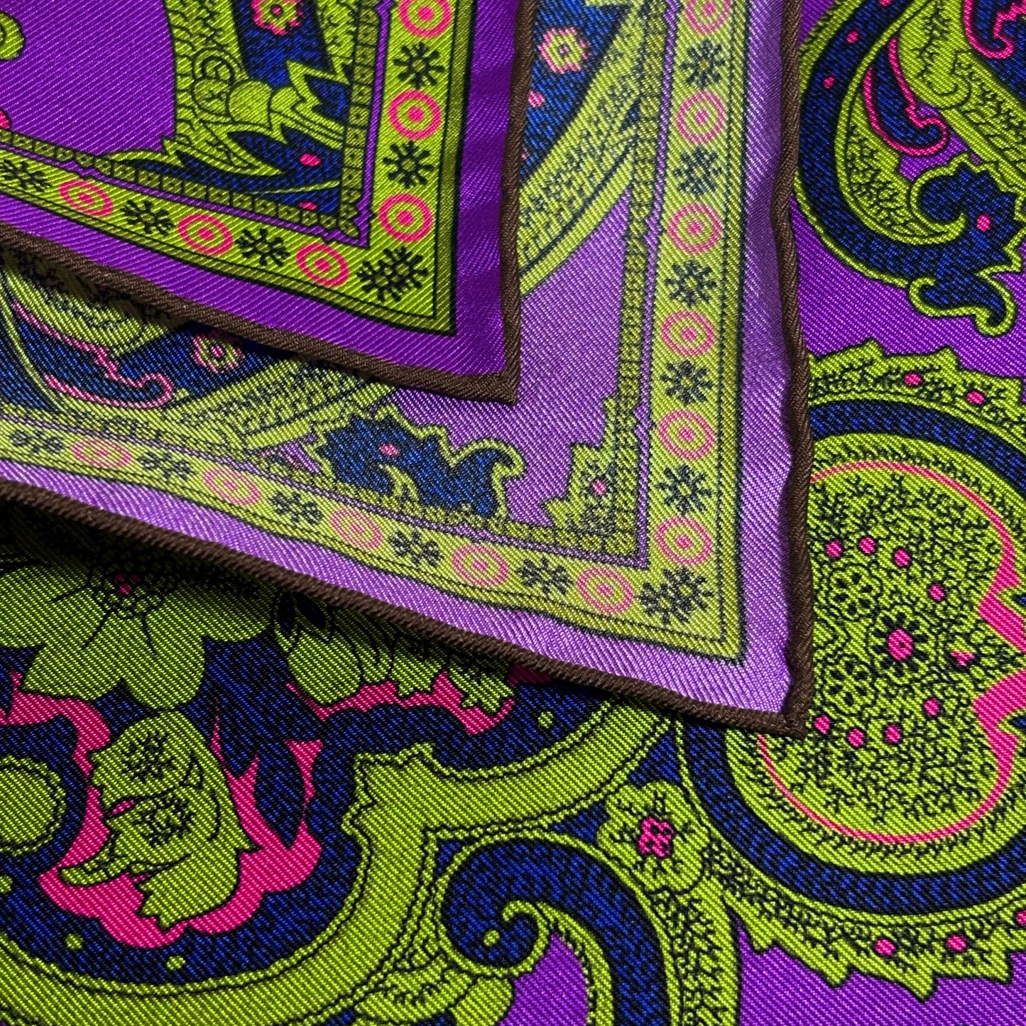 Purple & Green Floral Silk Pocket Square